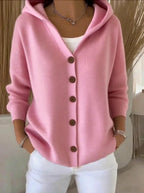 Women's Knit Cardigan with Hood Button Front, view 1 of 4
