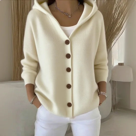 Women's Knit Cardigan with Hood Button Front, view 2 of 4