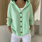Women's Knit Cardigan with Hood Button Front, view 3 of 4