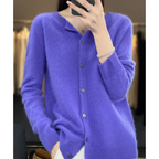 Women's Knit Cardigan with Round Neck Front Buttons, view 3 of 15