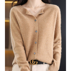 Women's Knit Cardigan with Round Neck Front Buttons, view 11 of 15