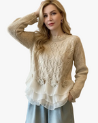 Women's Knit Jumper with Tiered Ruffle Floral Detail, view 1 of 3