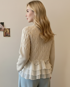 Women's Knit Jumper with Tiered Ruffle Floral Detail, view 2 of 3