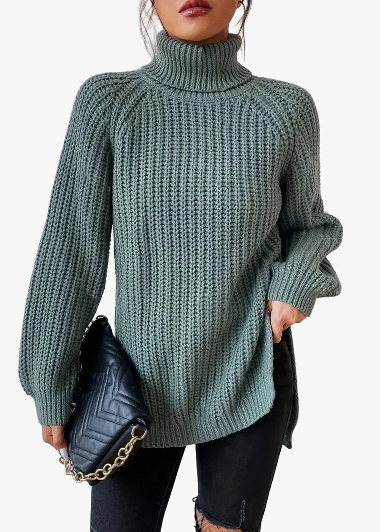 Women's Knit Jumper with Turtleneck Raglan Sleeves, view 1 of 9