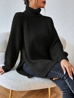 Women's Knit Jumper with Turtleneck Raglan Sleeves, view 2 of 9