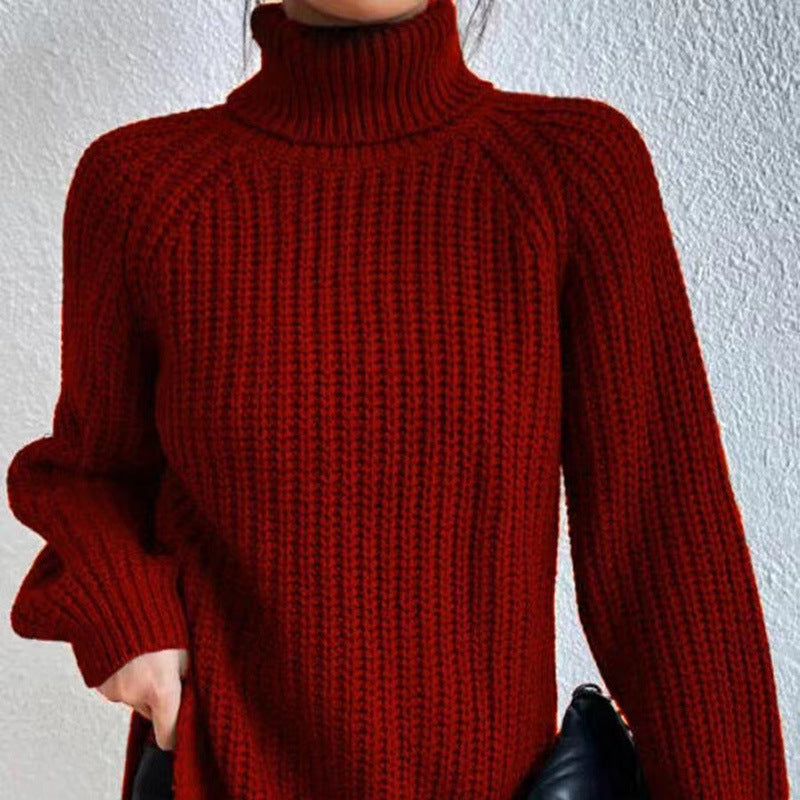 Women's Knit Jumper with Turtleneck Raglan Sleeves, view 6 of 9