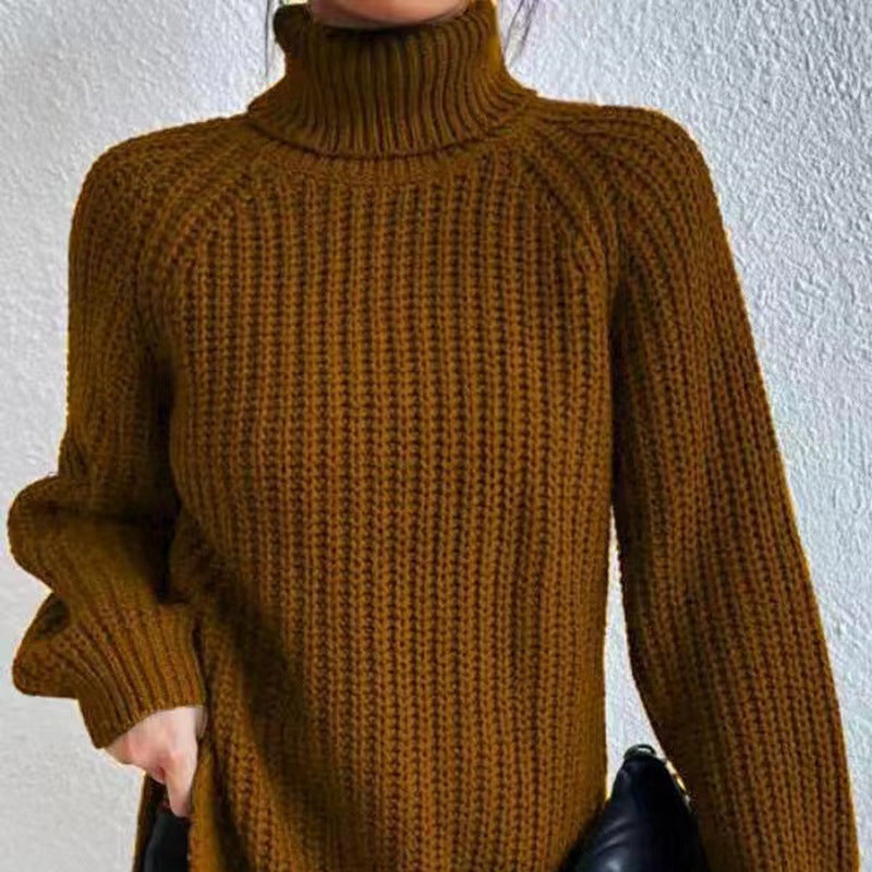 Women's Knit Jumper with Turtleneck Raglan Sleeves, view 8 of 9