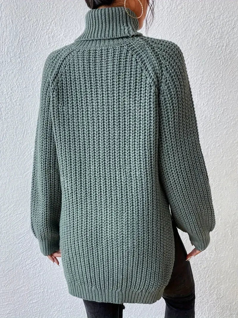 Women's Knit Jumper with Turtleneck Raglan Sleeves, view 9 of 9