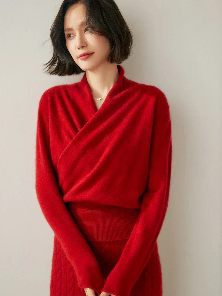 Women's Knit Jumper with Wrap Front V-Neck, view 2 of 39