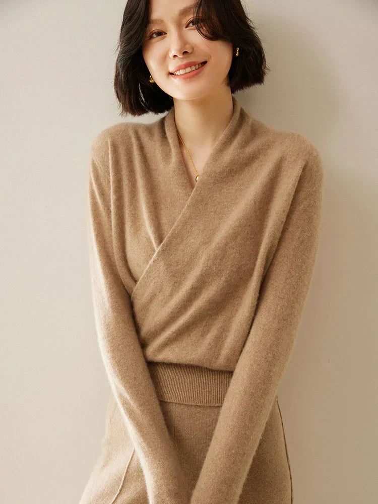 Women's Knit Jumper with Wrap Front V-Neck, view 4 of 39