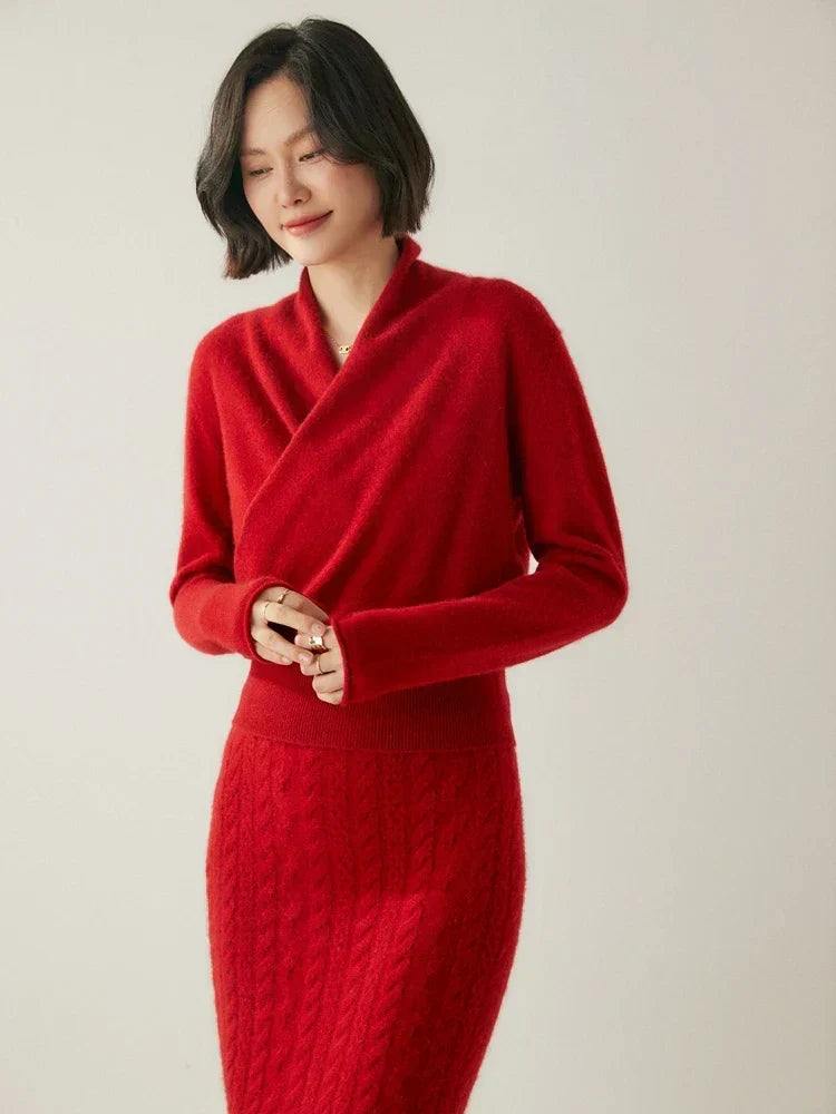 Women's Knit Jumper with Wrap Front V-Neck, view 16 of 39