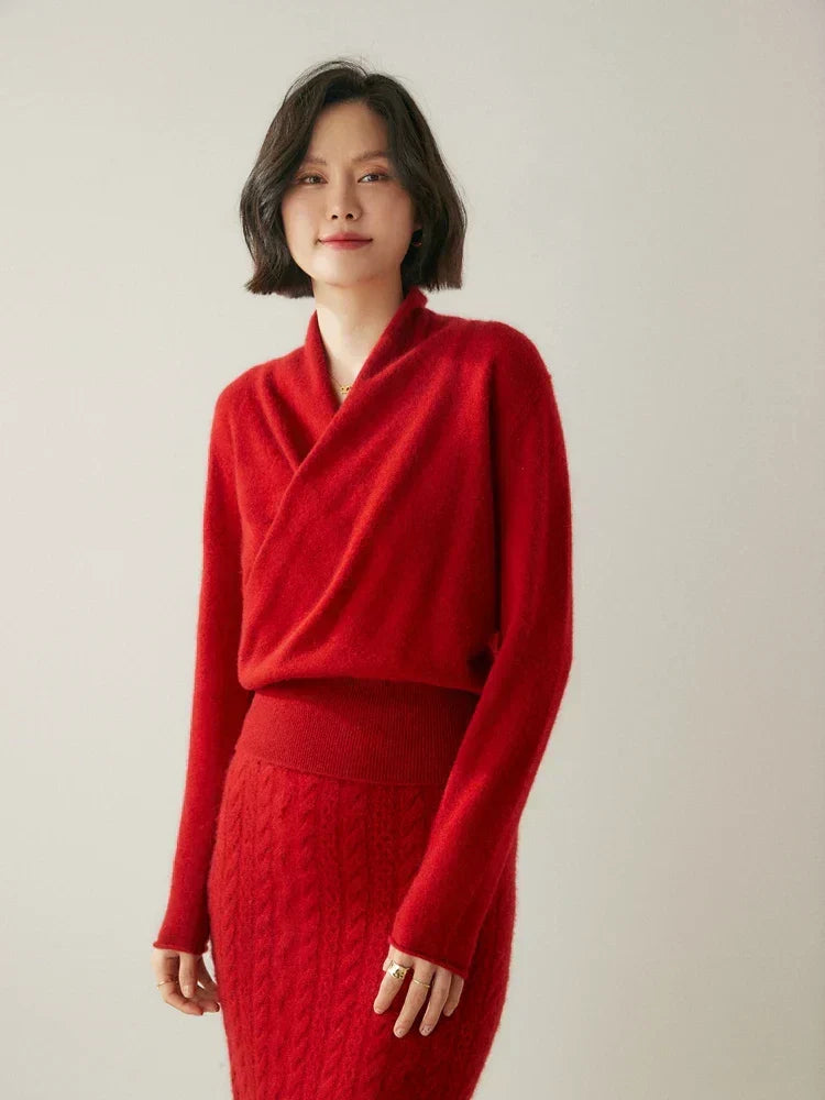Women's Knit Jumper with Wrap Front V-Neck, view 17 of 39