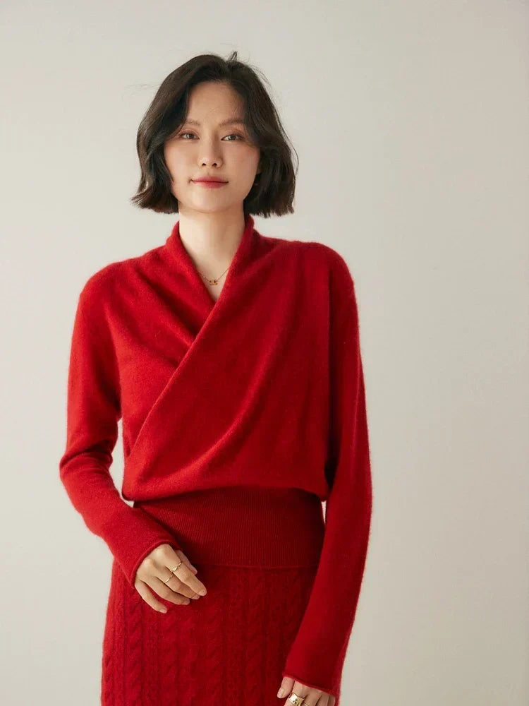 Women's Knit Jumper with Wrap Front V-Neck, view 18 of 39