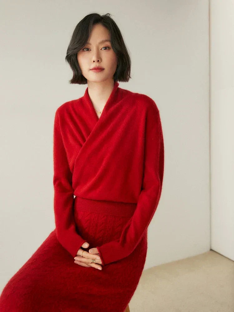 Women's Knit Jumper with Wrap Front V-Neck, view 20 of 39