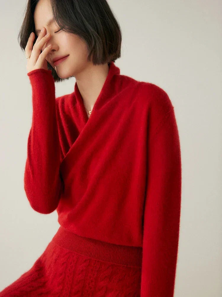 Women's Knit Jumper with Wrap Front V-Neck, view 22 of 39