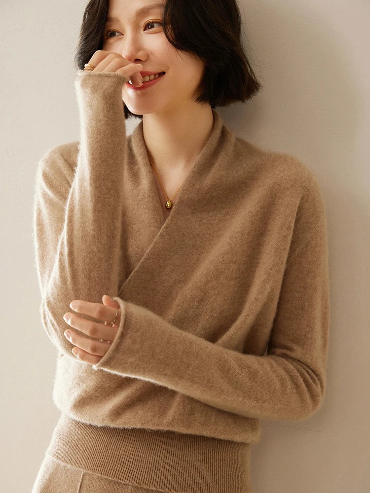 Women's Knit Jumper with Wrap Front V-Neck, view 27 of 39