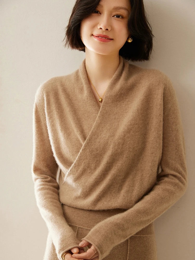 Women's Knit Jumper with Wrap Front V-Neck, view 29 of 39