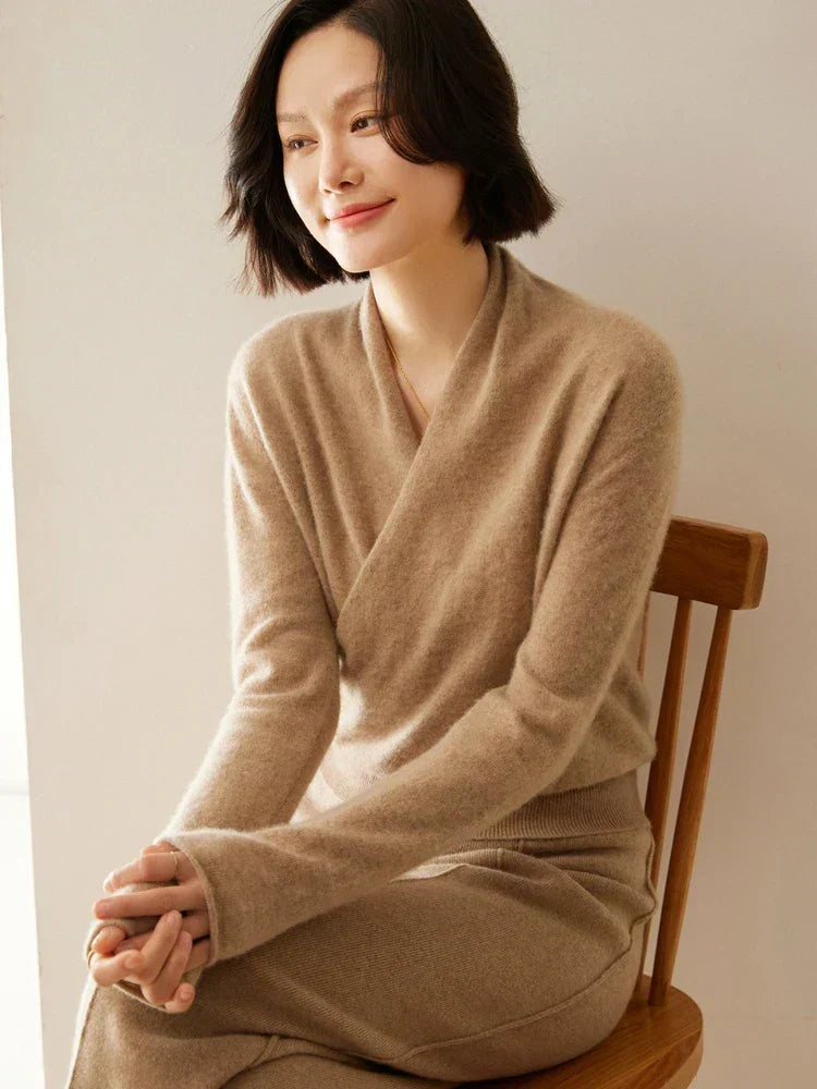 Women's Knit Jumper with Wrap Front V-Neck, view 30 of 39