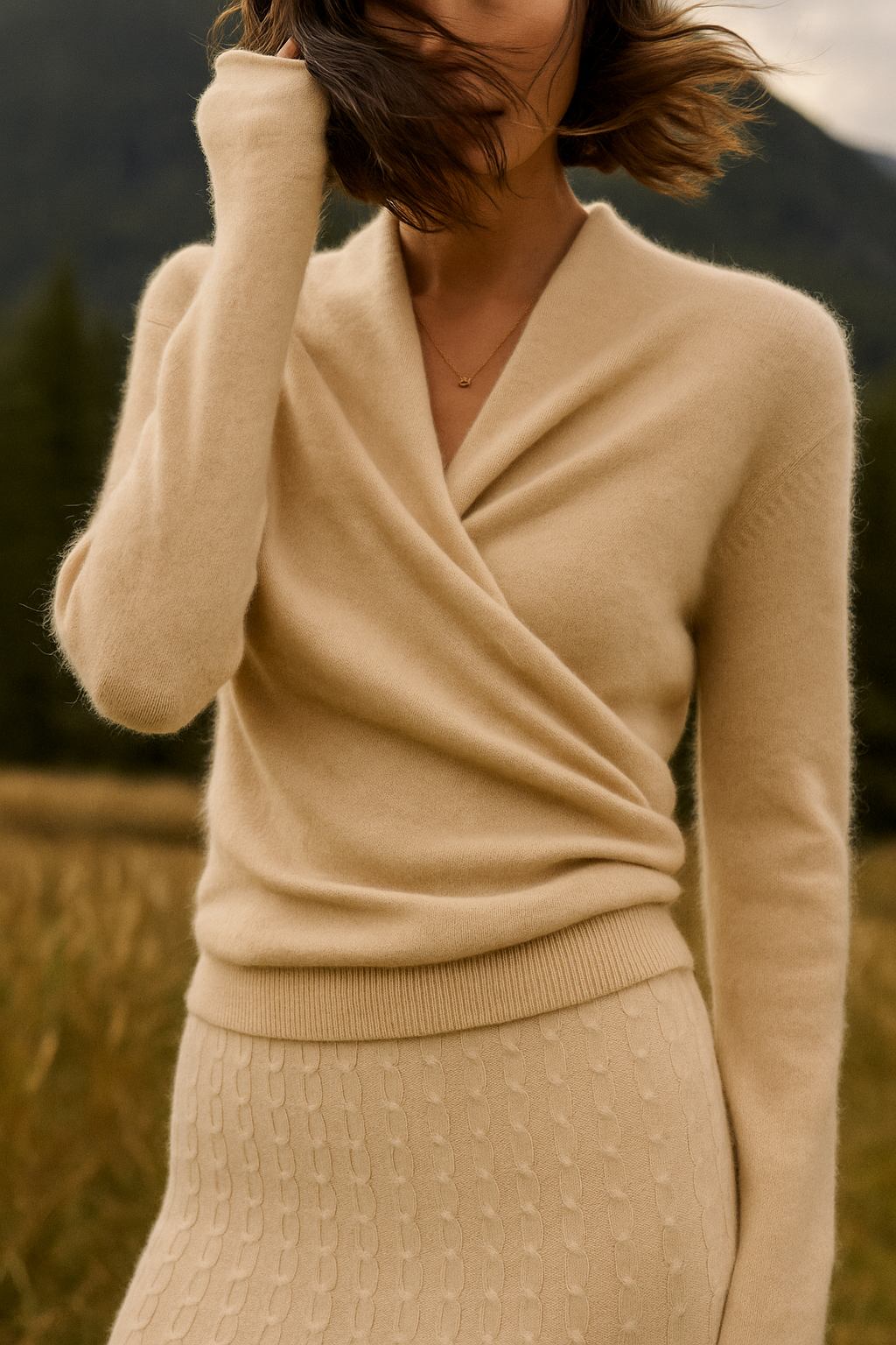 Women's Knit Jumper with Wrap Front V-Neck, view 33 of 39