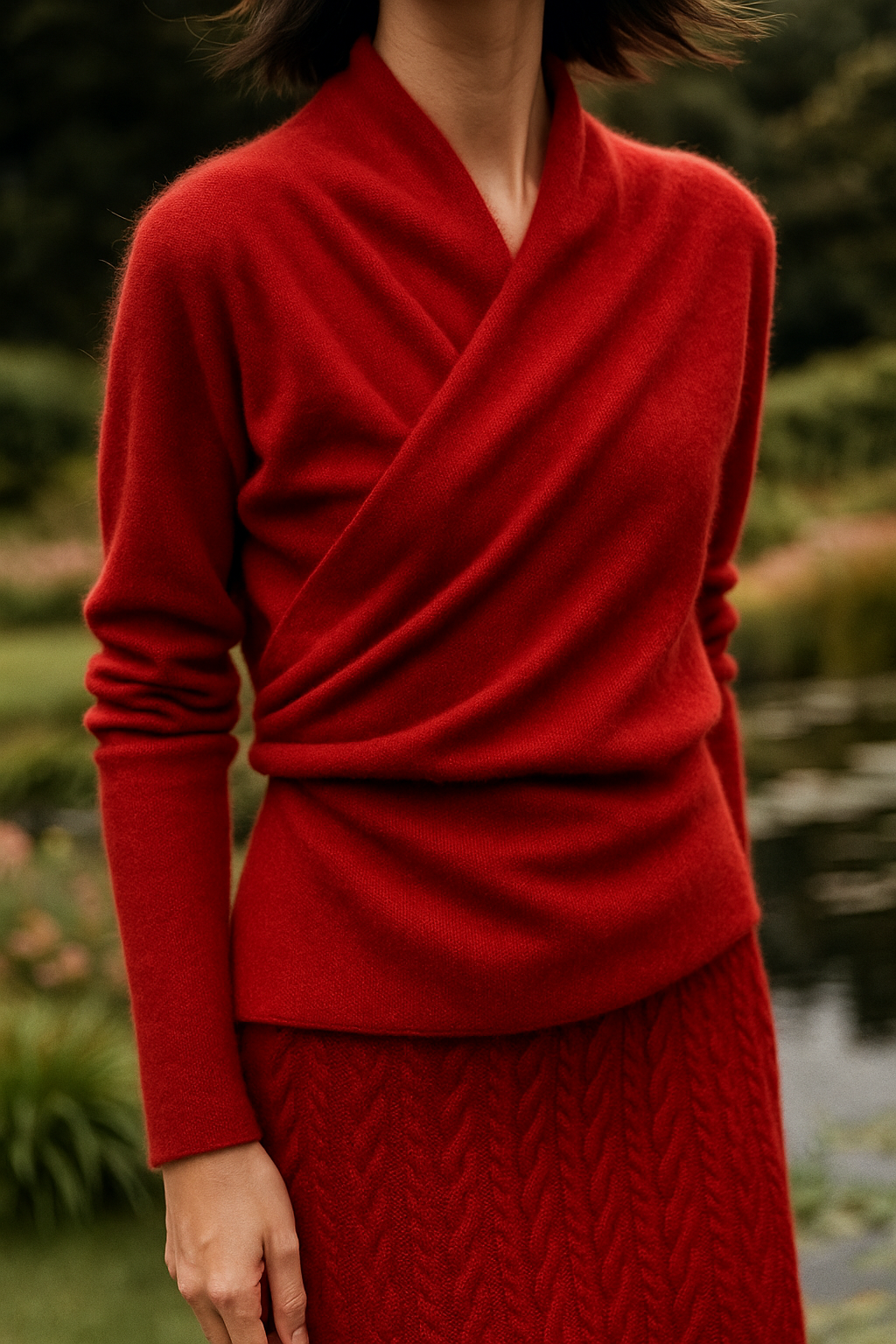 Women's Knit Jumper with Wrap Front V-Neck, view 36 of 39