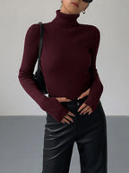Women's Knit Turtleneck Jumper with Thumbhole Cuffs, view 3 of 18
