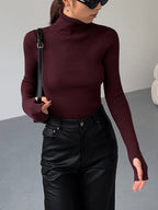 Women's Knit Turtleneck Jumper with Thumbhole Cuffs, view 4 of 18