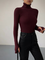 Women's Knit Turtleneck Jumper with Thumbhole Cuffs, view 5 of 18