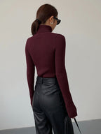 Women's Knit Turtleneck Jumper with Thumbhole Cuffs, view 6 of 18