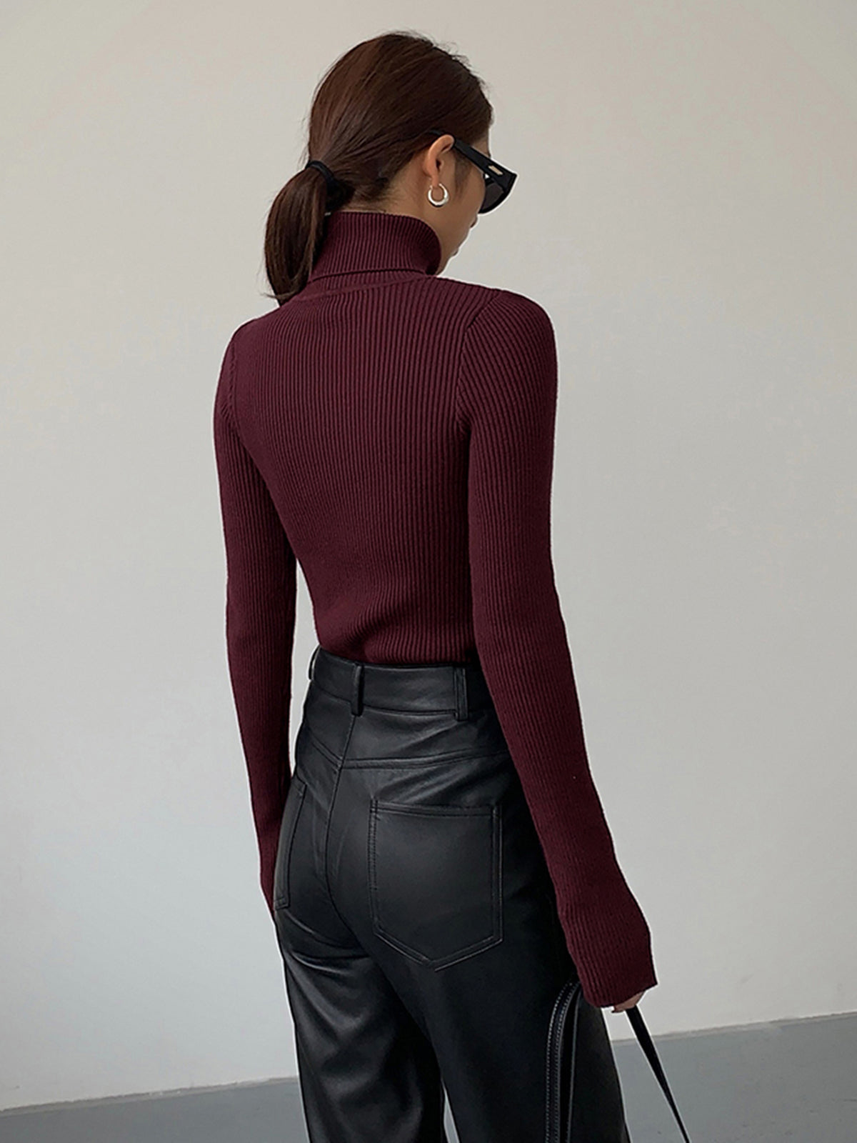Women's Knit Turtleneck Jumper with Thumbhole Cuffs, view 6 of 18