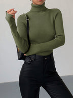 Women's Knit Turtleneck Jumper with Thumbhole Cuffs, view 13 of 18
