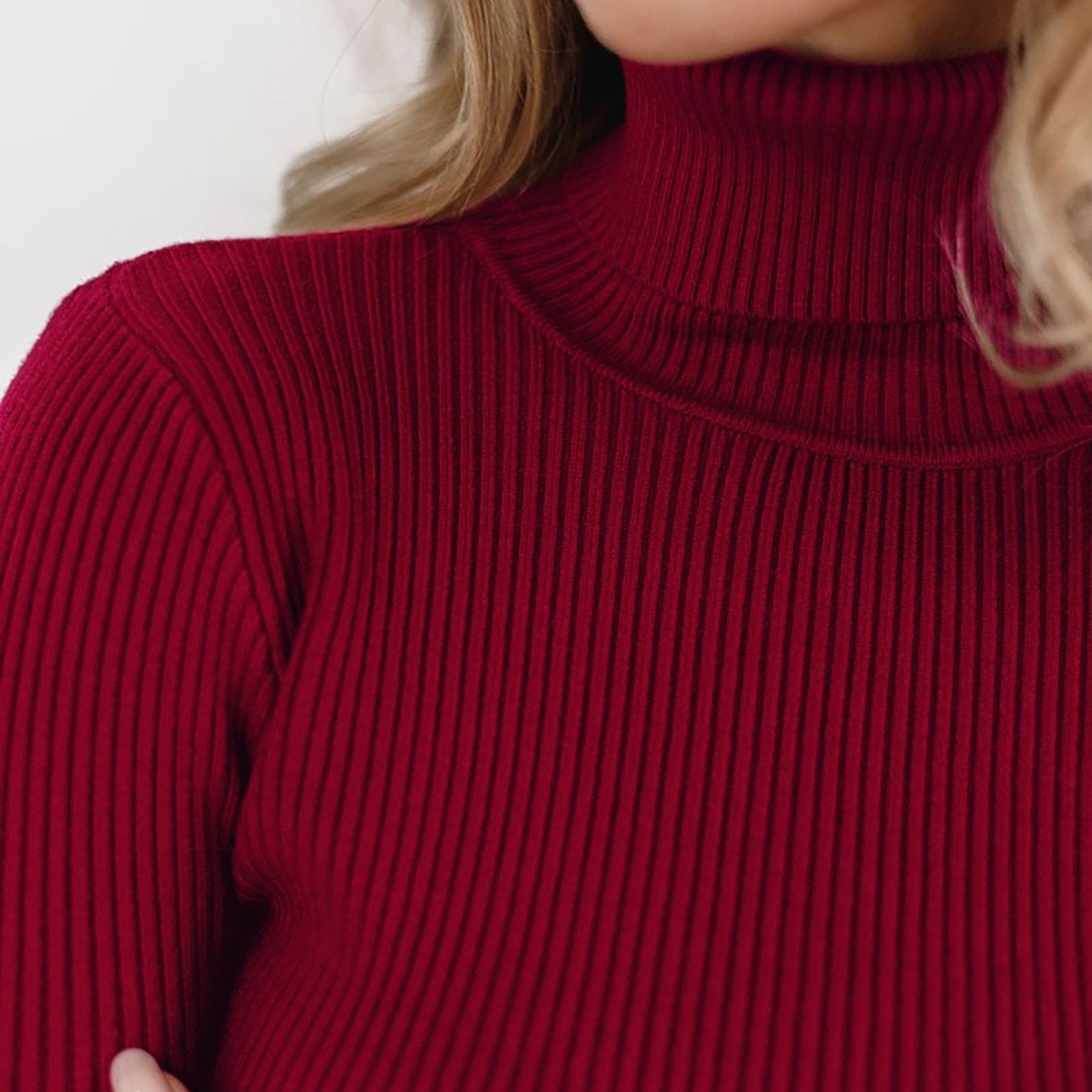 Women's Knit Turtleneck Jumper with Thumbhole Cuffs, view 16 of 18