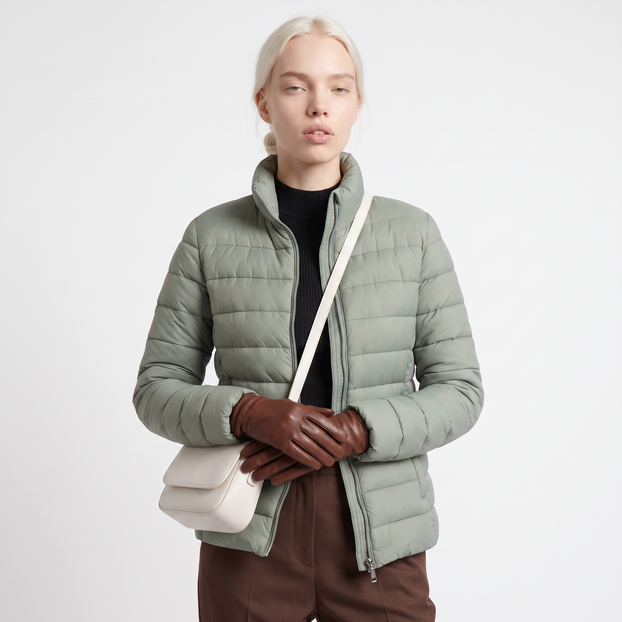 Women's Lightweight Quilted Puffer Jacket with Funnel Neck, view 1 of 9
