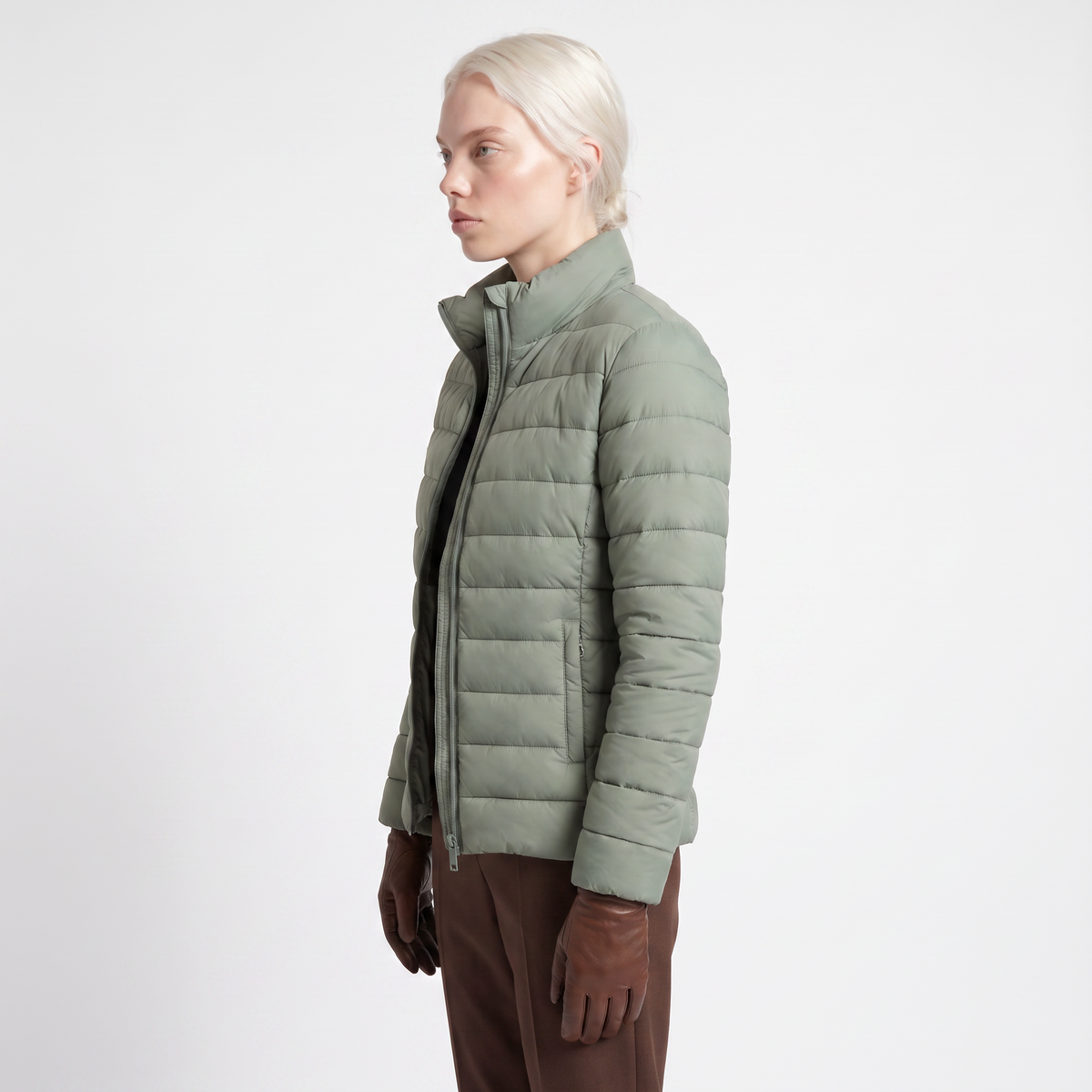 Women's Lightweight Quilted Puffer Jacket with Funnel Neck, view 3 of 9
