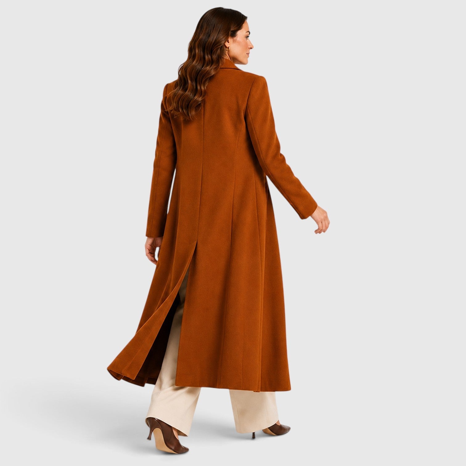 Alternate product view 3 of women's Long Coat Lapel Collar with single-breasted relaxed.
