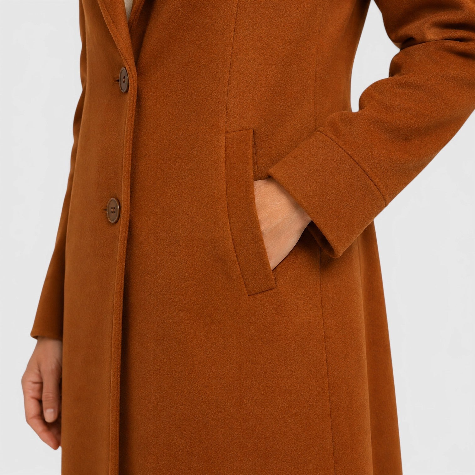 Alternate product view 4 of women's Long Coat Lapel Collar with single-breasted relaxed.
