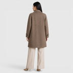 Alternate product view 2 of women's Long Coat with single-breasted lapel design.