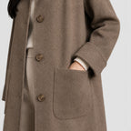 Alternate product view 3 of women's Long Coat with single-breasted lapel design.