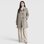 Alternate product view 6 of women's Long Coat with single-breasted lapel design.