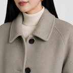 Alternate product view 8 of women's Long Coat with single-breasted lapel design.
