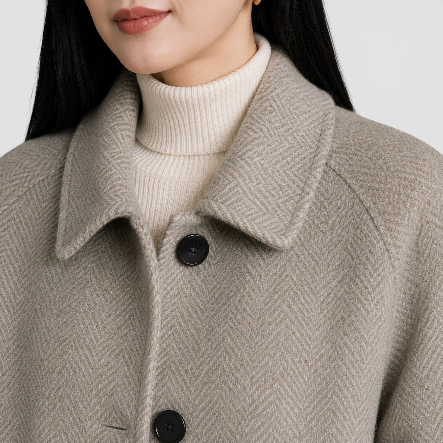 Alternate product view 8 of women's Long Coat with single-breasted lapel design.