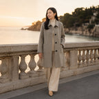 Alternate product view 9 of women's Long Coat with single-breasted lapel design.