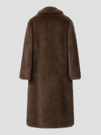 Women's Long Faux Fur Coat with Collared Design, view 3 of 10