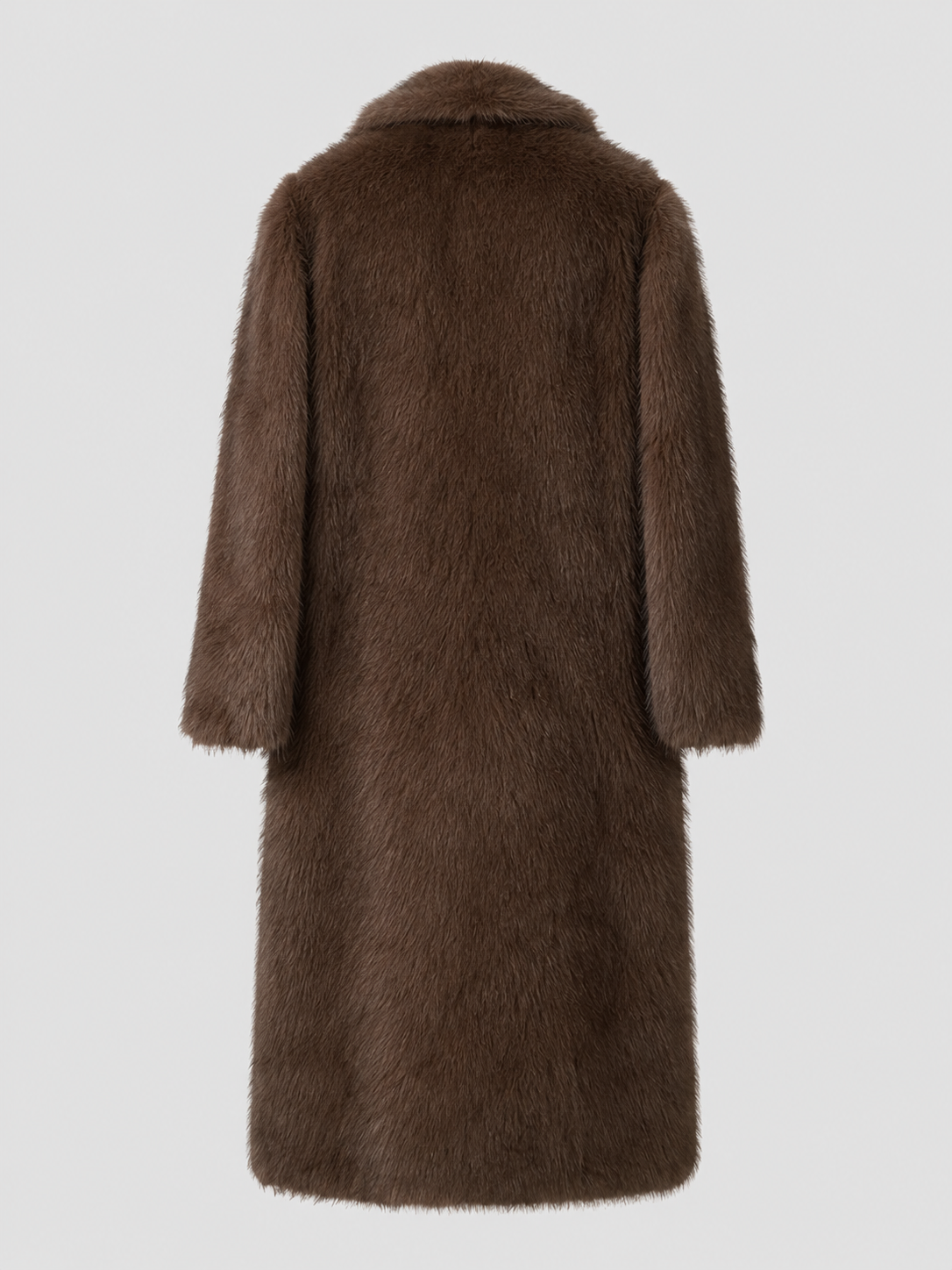 Women's Long Faux Fur Coat with Collared Design, view 3 of 10