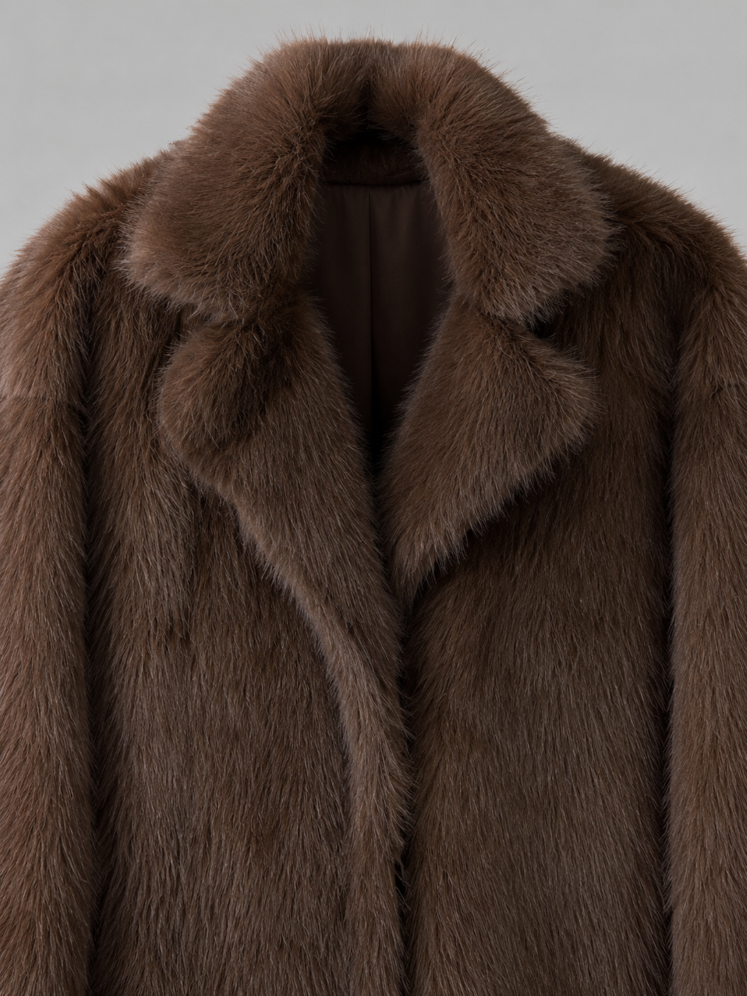 Women's Long Faux Fur Coat with Collared Design, view 5 of 10
