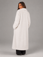 Women's Long Faux Fur Coat with Collared Design, view 7 of 10