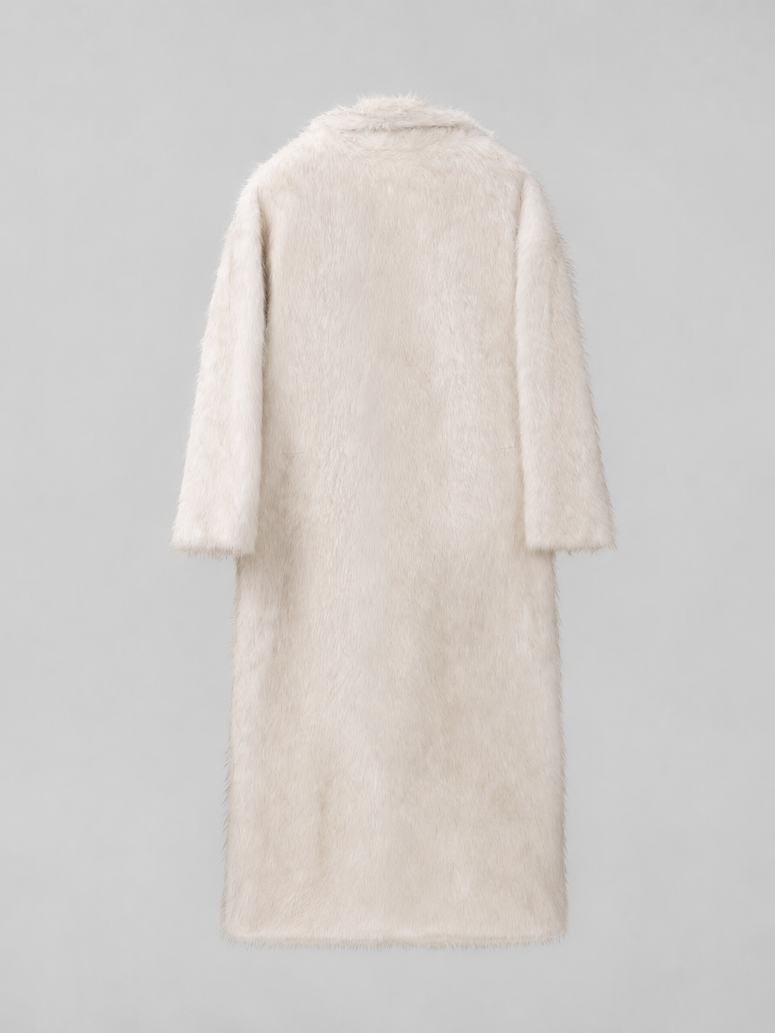 Women's Long Faux Fur Coat with Collared Design, view 8 of 10