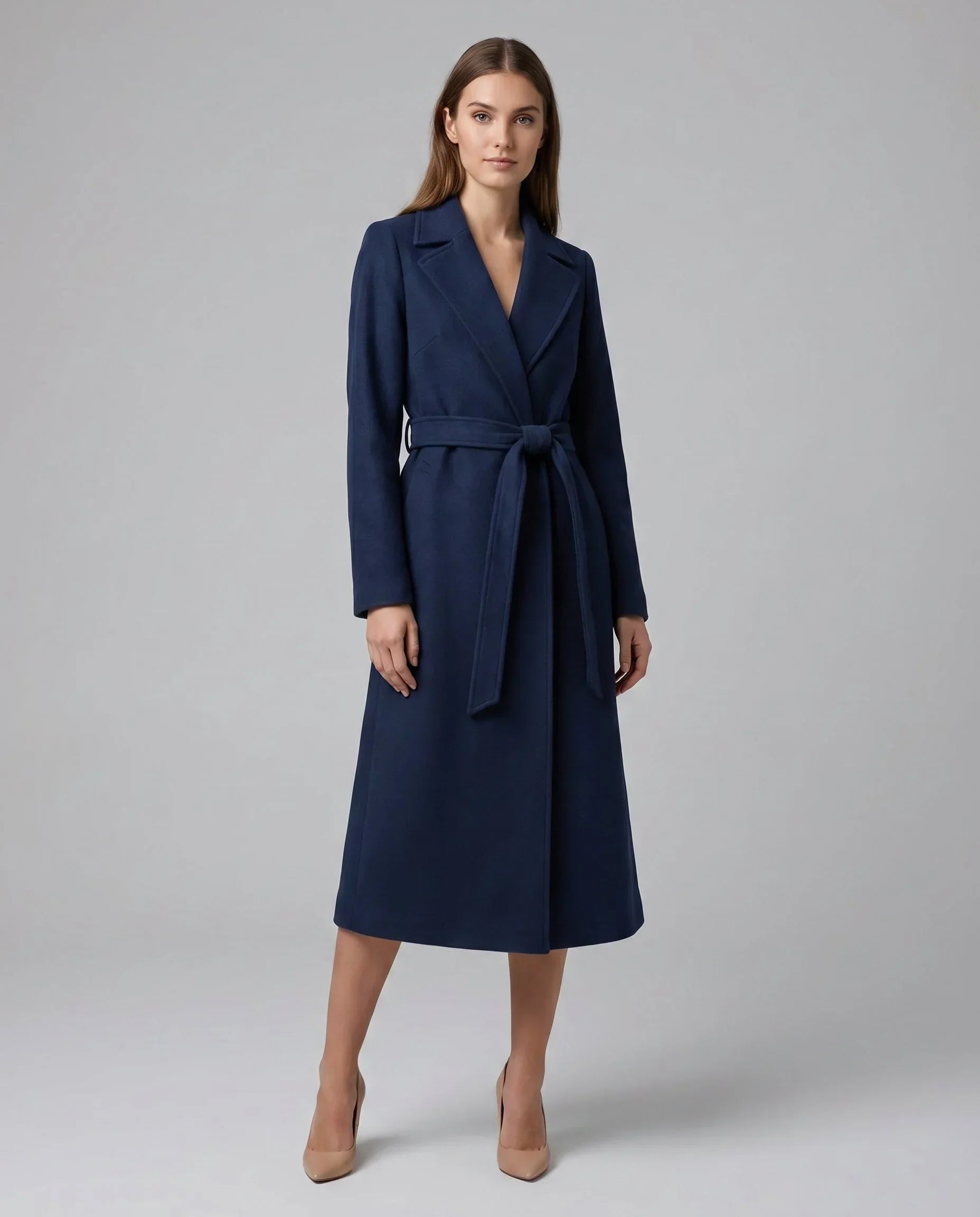 Women's Longline Trench Coat with Belted Tailored Design, view 3 of 4