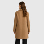 Alternate product view 6 of women's Mid Length Coat with double-breasted lapel design.