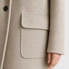 Alternate product view 11 of women's Mid Length Coat with double-breasted lapel design.