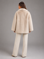 Women's Oversized Faux Fur Coat with Button Front, view 5 of 7